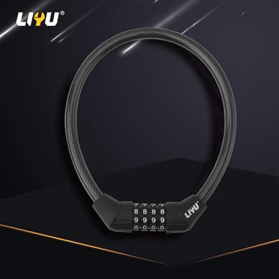 Fechadura de bicicleta com combinação de quatro{0} dígitos, anti{1}}tesoura, fechadura inteligente constante para porta de vidro, trava de anel para bicicleta de montanha